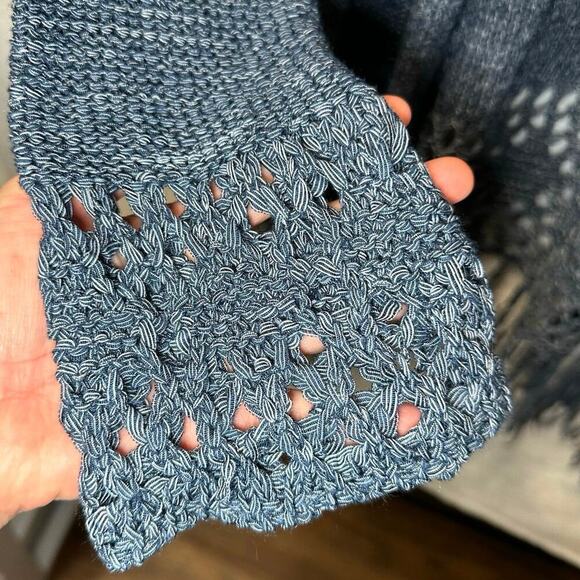 Back In The Saddle Blue Fringe Open front Cardigan Sz Small Western Wear - Picture 2 of 3